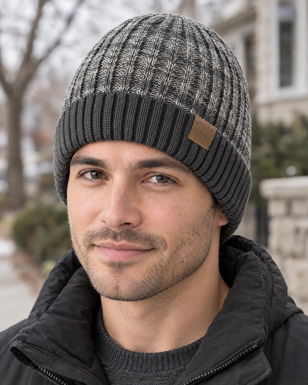 Classic Fleece-Lined Knit Beanie — Gray — lifestyle [WB gallery 105/6]