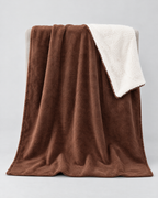 Double-Layer Sherpa Throw Blanket — Coffee — open drape [WB gallery 107/2]