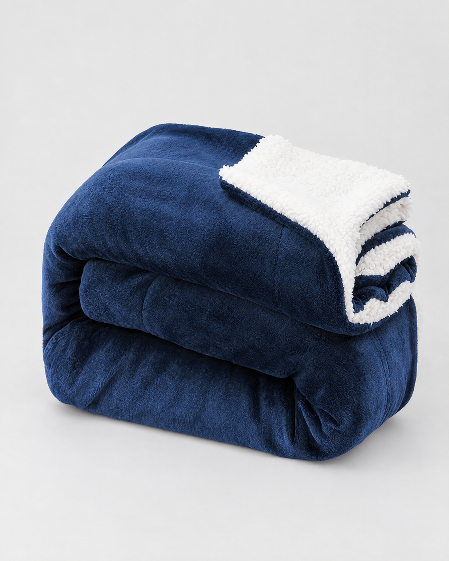 Double-Layer Sherpa Throw Blanket — Navy blue — hero [WB gallery 108/1]