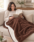 Double-Layer Sherpa Throw Blanket — Coffee — lifestyle [WB gallery 107/5]