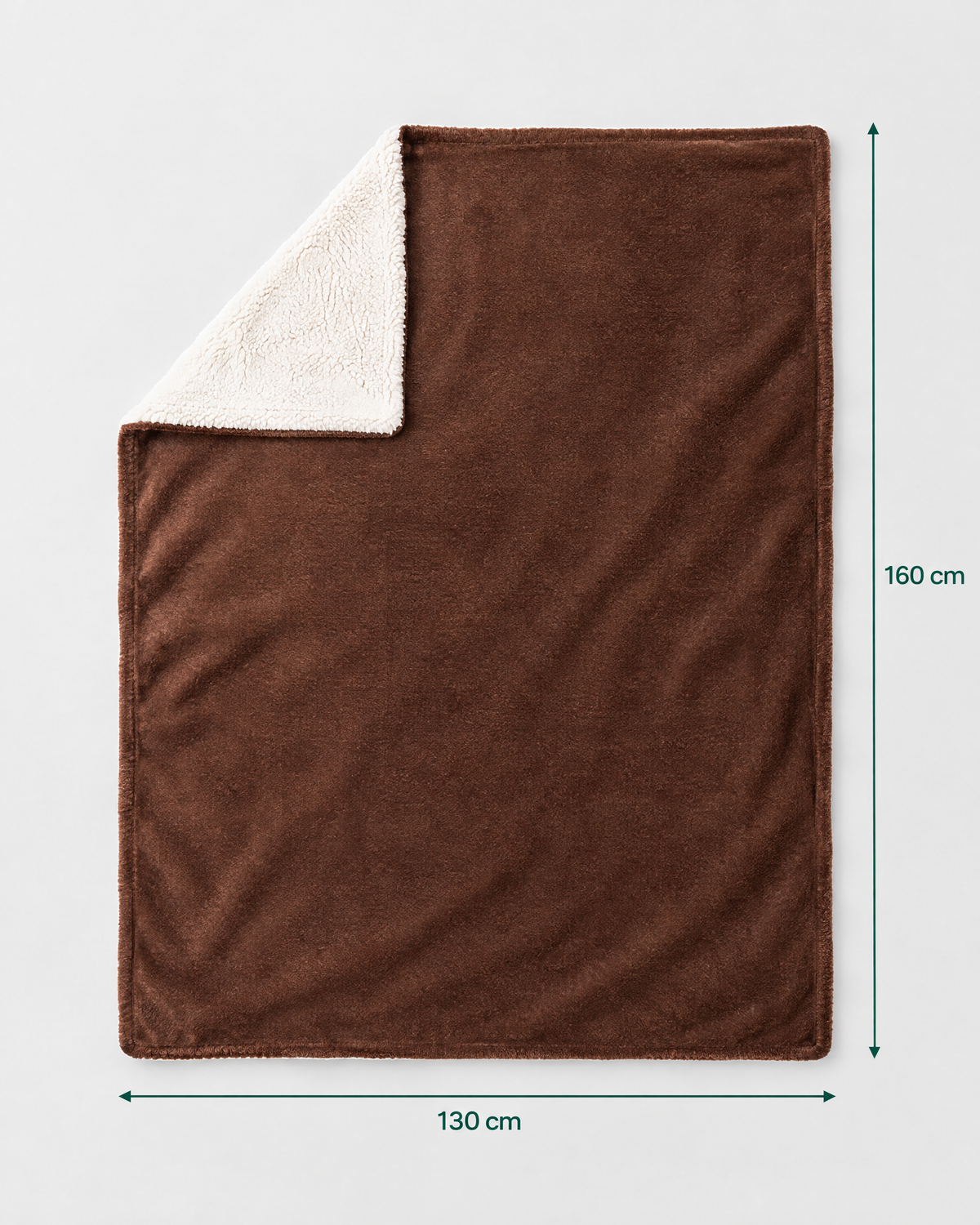 Double-Layer Sherpa Throw Blanket — Coffee — dimensions [WB gallery 107/6]