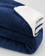Double-Layer Sherpa Throw Blanket — Navy blue — edge detail [WB gallery 108/4]