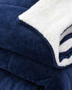 Double-Layer Sherpa Throw Blanket — Navy blue — material [WB gallery 108/3]