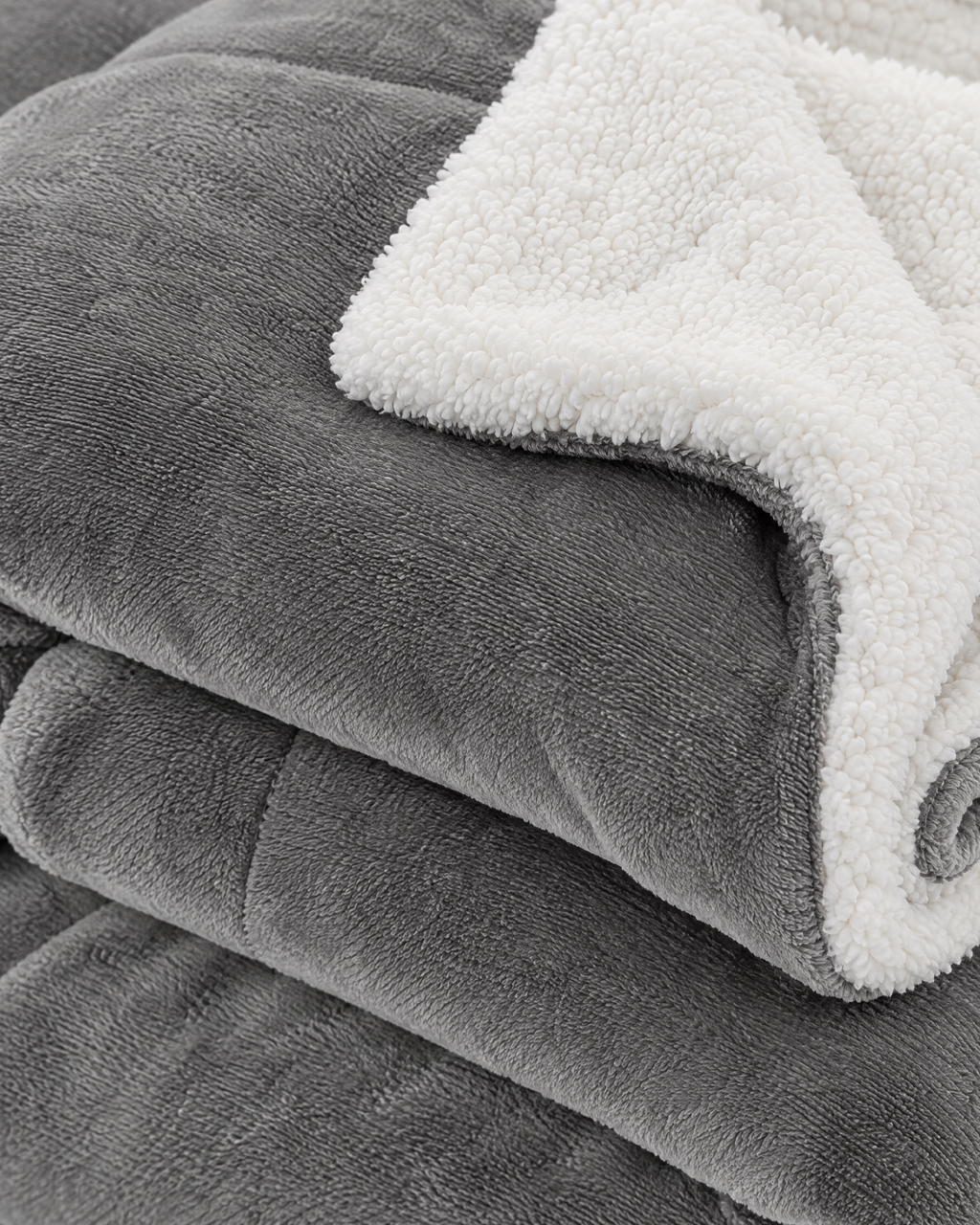 Double-Layer Sherpa Throw Blanket — Grey — material [WB gallery 109/3]