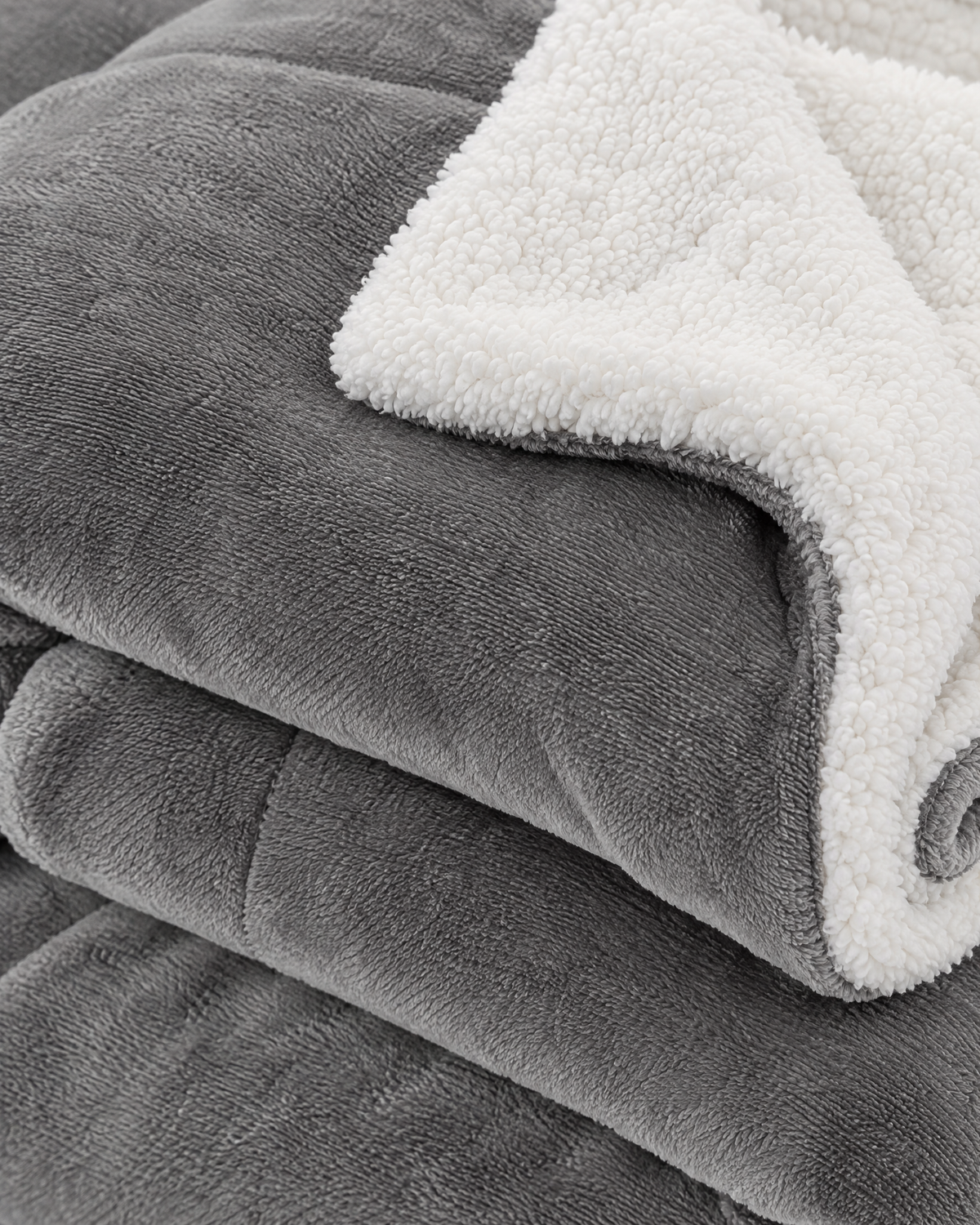 Double-Layer Sherpa Throw Blanket — Grey — material [WB gallery 109/3]