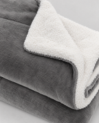 Double-Layer Sherpa Throw Blanket — Grey — edge detail [WB gallery 109/4]