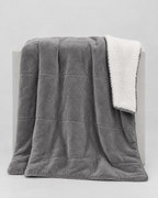 Double-Layer Sherpa Throw Blanket — Grey — open drape [WB gallery 109/2]