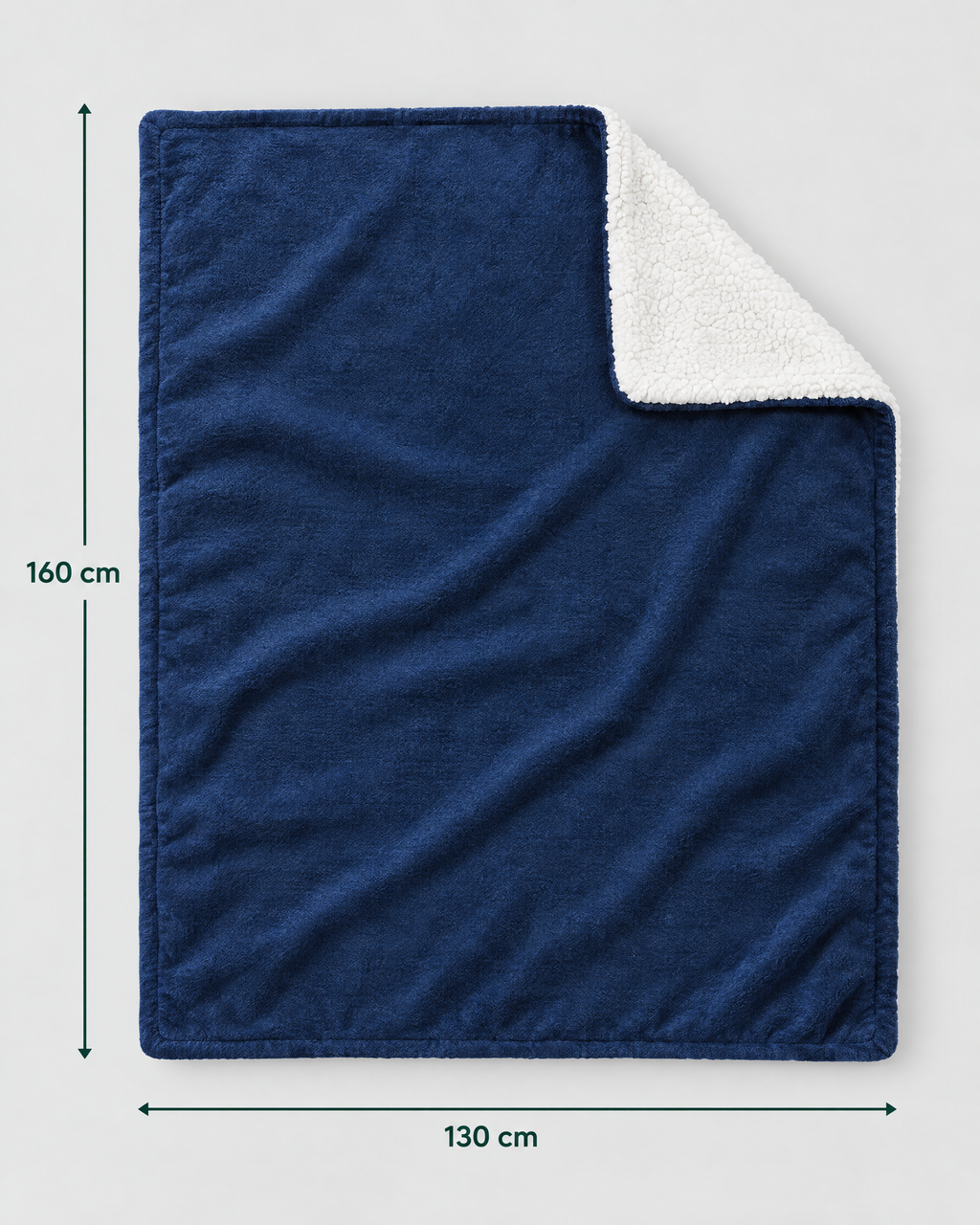 Double-Layer Sherpa Throw Blanket — Navy blue — dimensions [WB gallery 108/6]