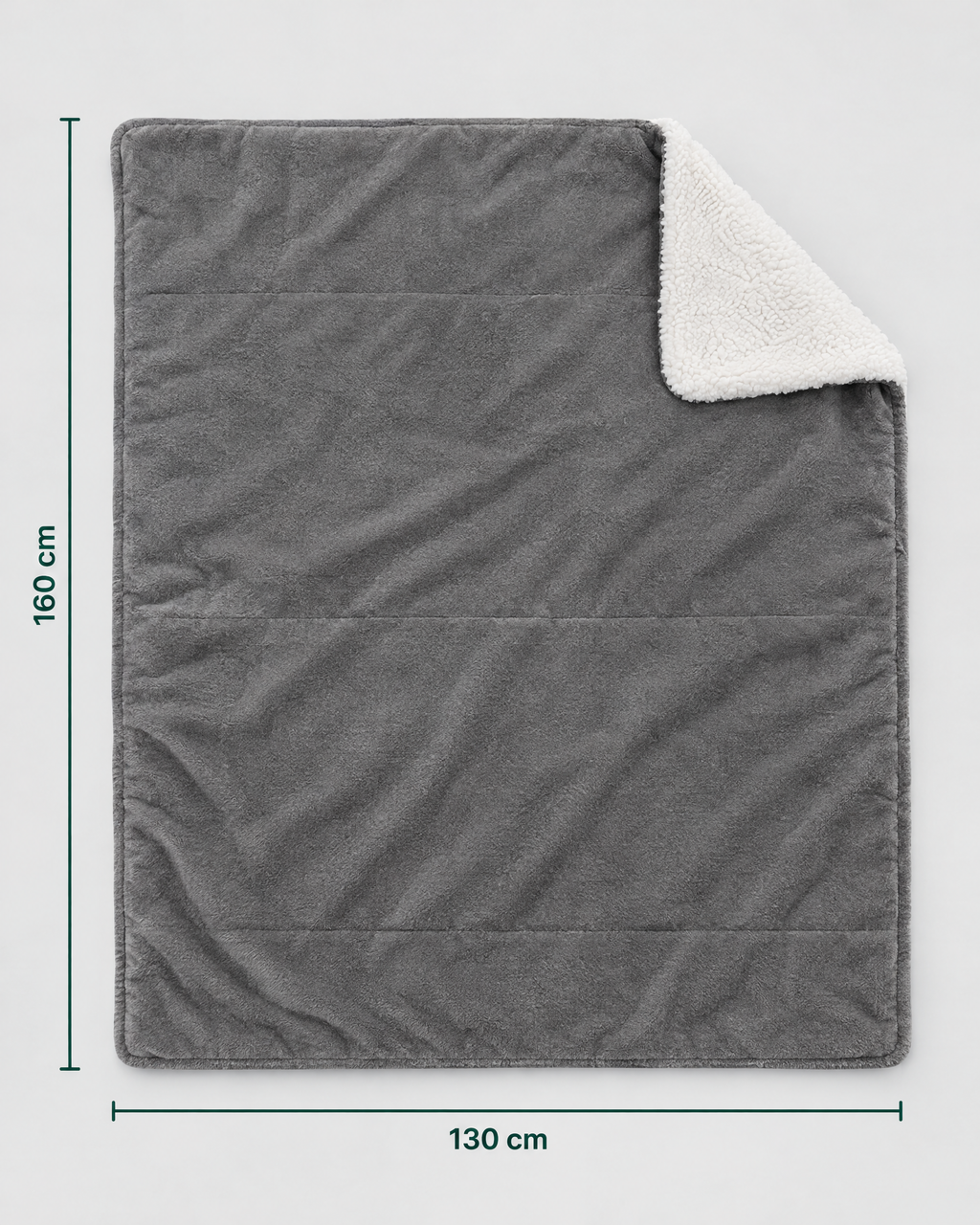 Double-Layer Sherpa Throw Blanket — Grey — dimensions [WB gallery 109/6]