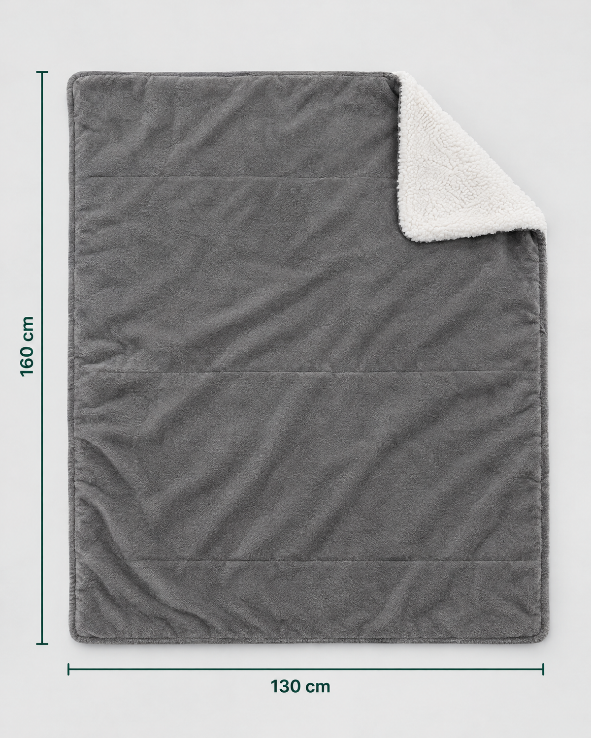 Double-Layer Sherpa Throw Blanket — Grey — dimensions [WB gallery 109/6]