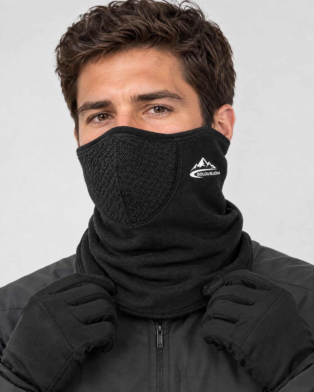 Fleece-Lined Outdoor Neck Gaiter — DTJ24 Obsidian Black — hero [WB gallery 112/1]