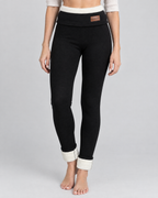 Women's High-Waist Fleece-Lined Leggings — Letter leather label Black lambswool — hero [WB gallery 114/1]