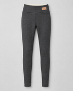 Women's High-Waist Fleece-Lined Leggings — Letter leather label dark gray lambswool — product front [WB gallery 115/6]