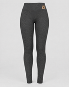 Women's High-Waist Fleece-Lined Leggings — Butterfly leather label Gray lambswool — product front [WB gallery 116/6]