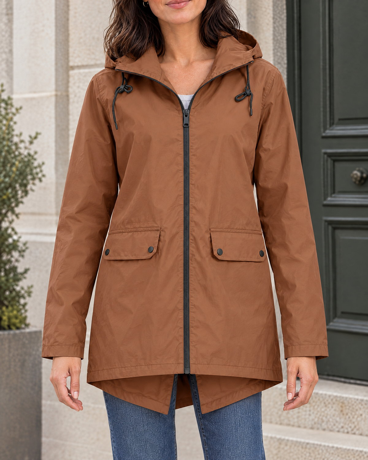 Women's Lightweight Hooded Jacket — Brown — hero [WB gallery 118/1]