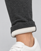 Women's High-Waist Fleece-Lined Leggings — Butterfly leather label Gray lambswool — cuff detail [WB gallery 116/5]