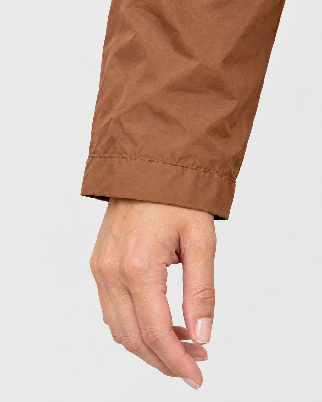 Women's Lightweight Hooded Jacket — Brown — cuff detail [WB gallery 118/5]