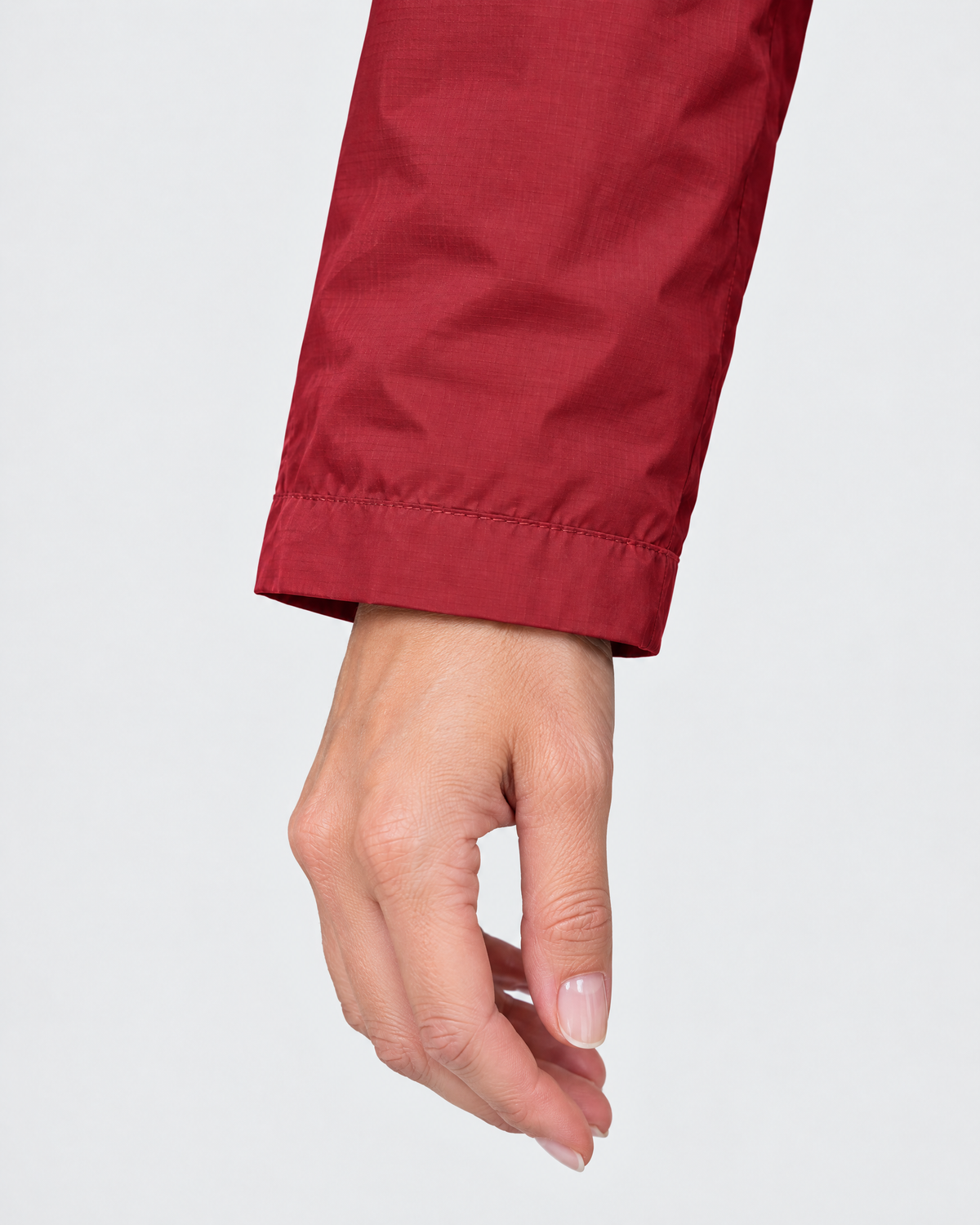 Women's Lightweight Hooded Jacket — Wine red — cuff detail [WB gallery 122/5]