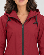 Women's Lightweight Hooded Jacket — Wine red — collar detail [WB gallery 122/4]