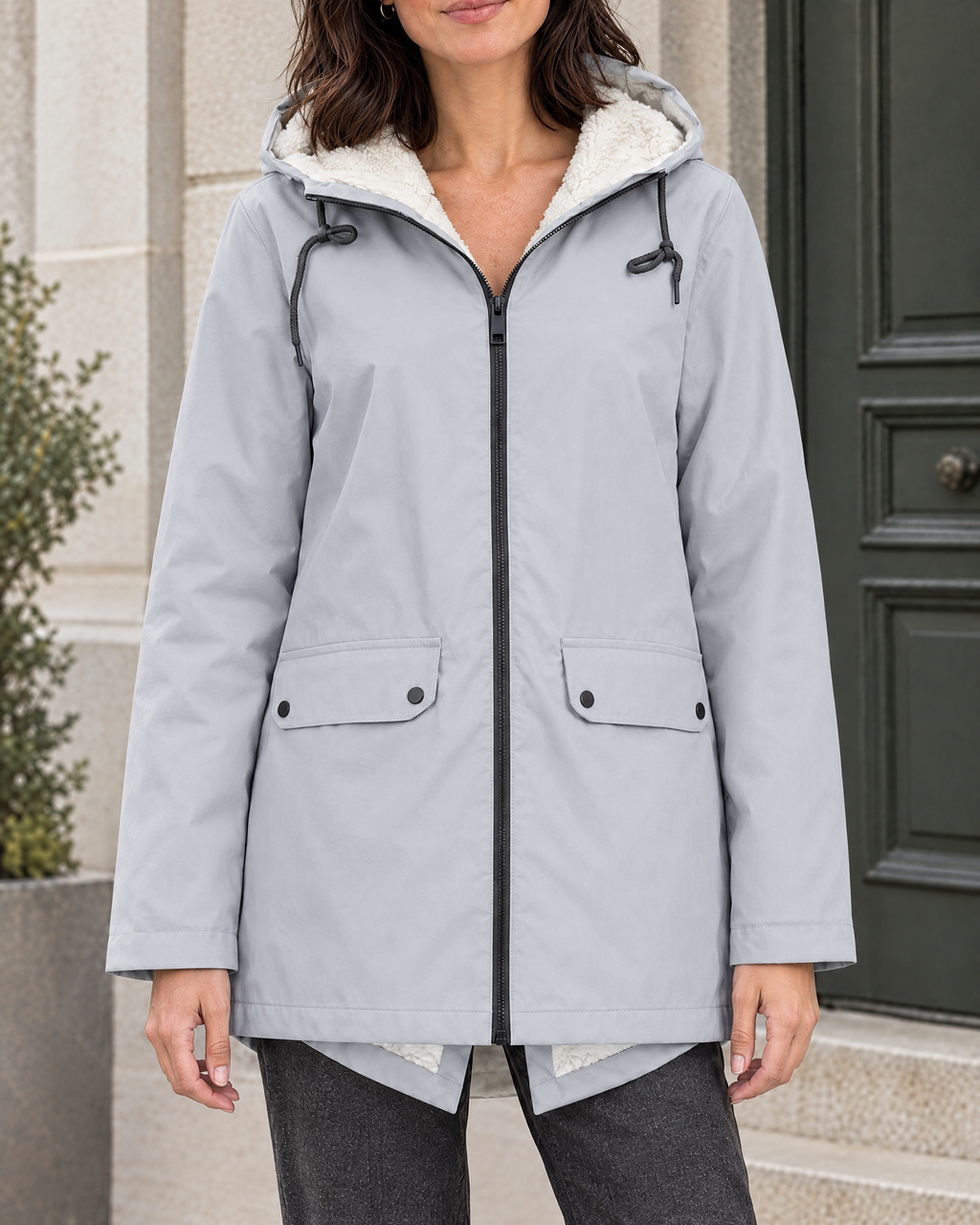 Women's Fleece-Lined Hooded Jacket — Grey — hero [WB gallery 125/1]