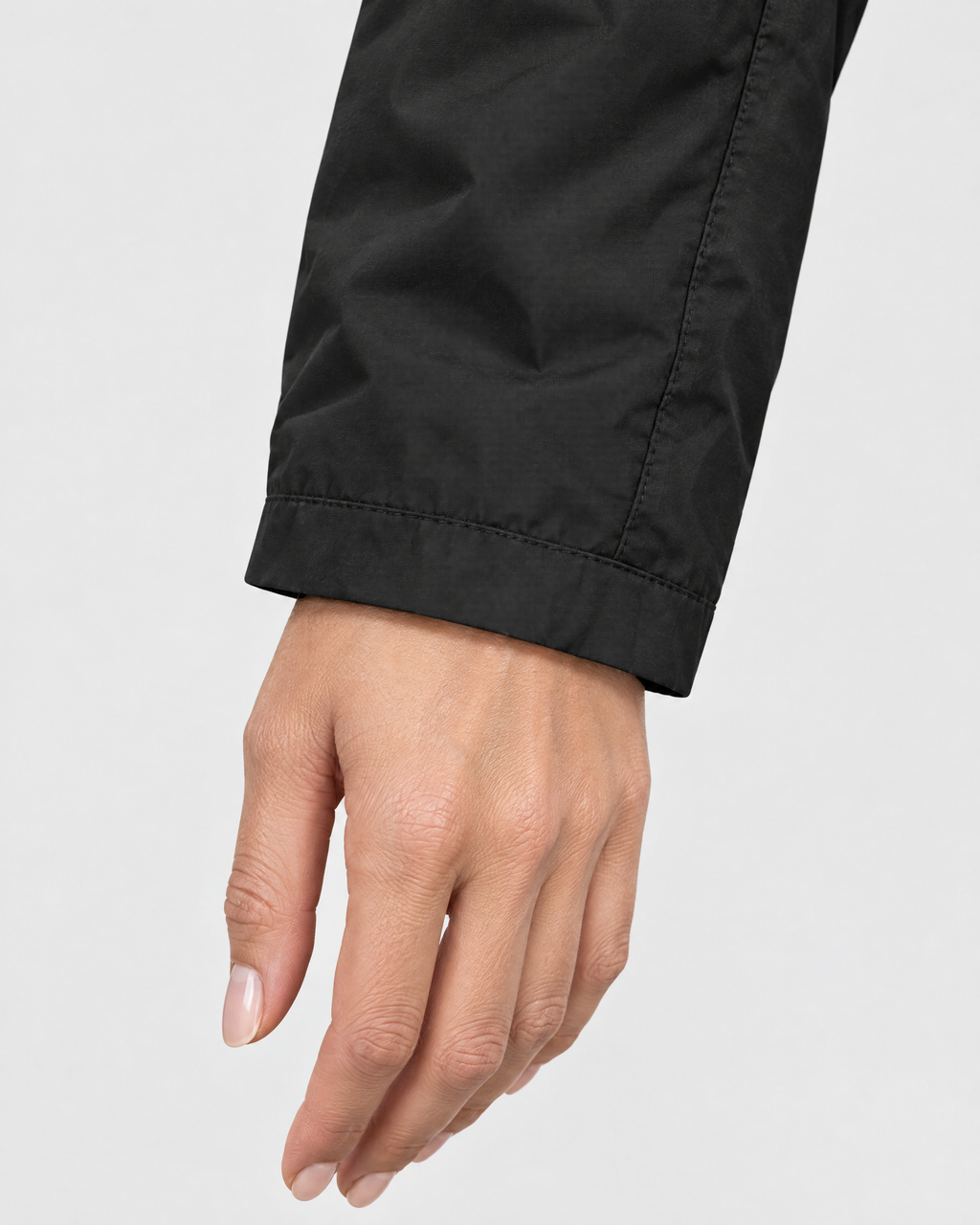 Women's Lightweight Hooded Jacket — Black — cuff detail [WB gallery 124/5]
