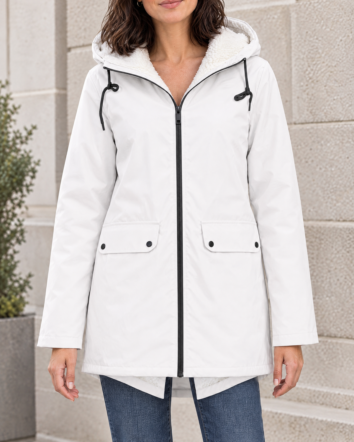 Women's Fleece-Lined Hooded Jacket — White — hero [WB gallery 126/1]