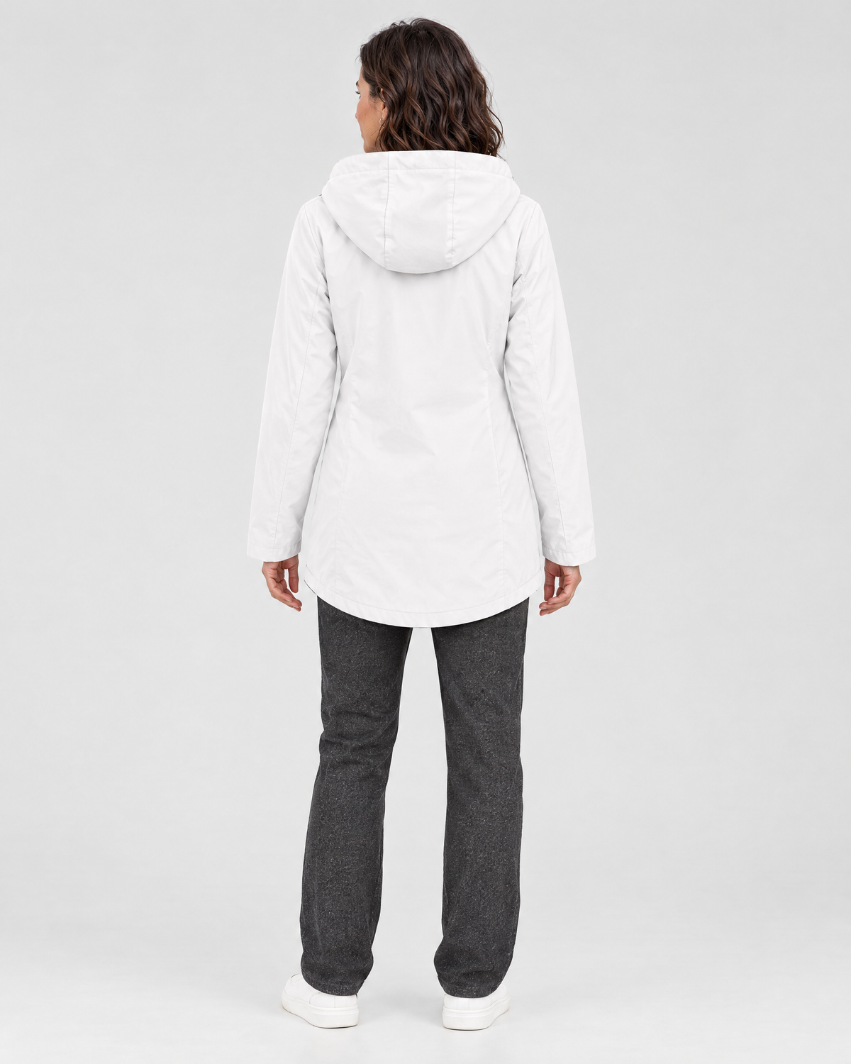 Women's Fleece-Lined Hooded Jacket — White — full back [WB gallery 126/3]