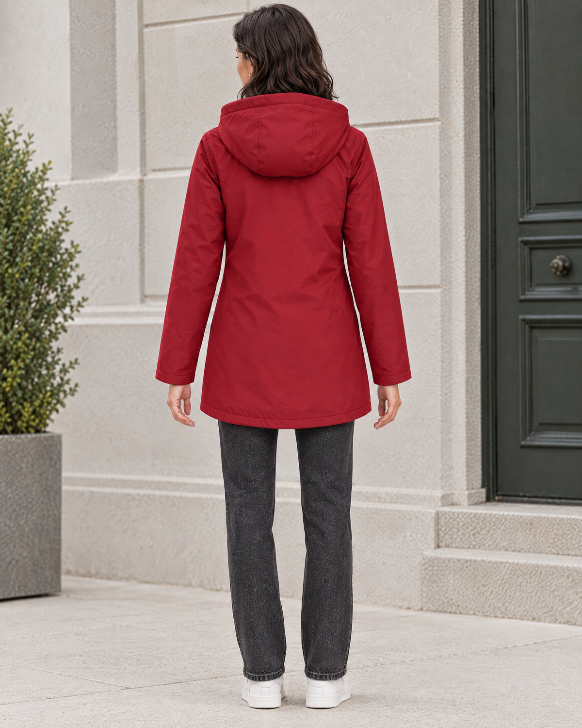 Women's Fleece-Lined Hooded Jacket — Red — full back [WB gallery 128/3]