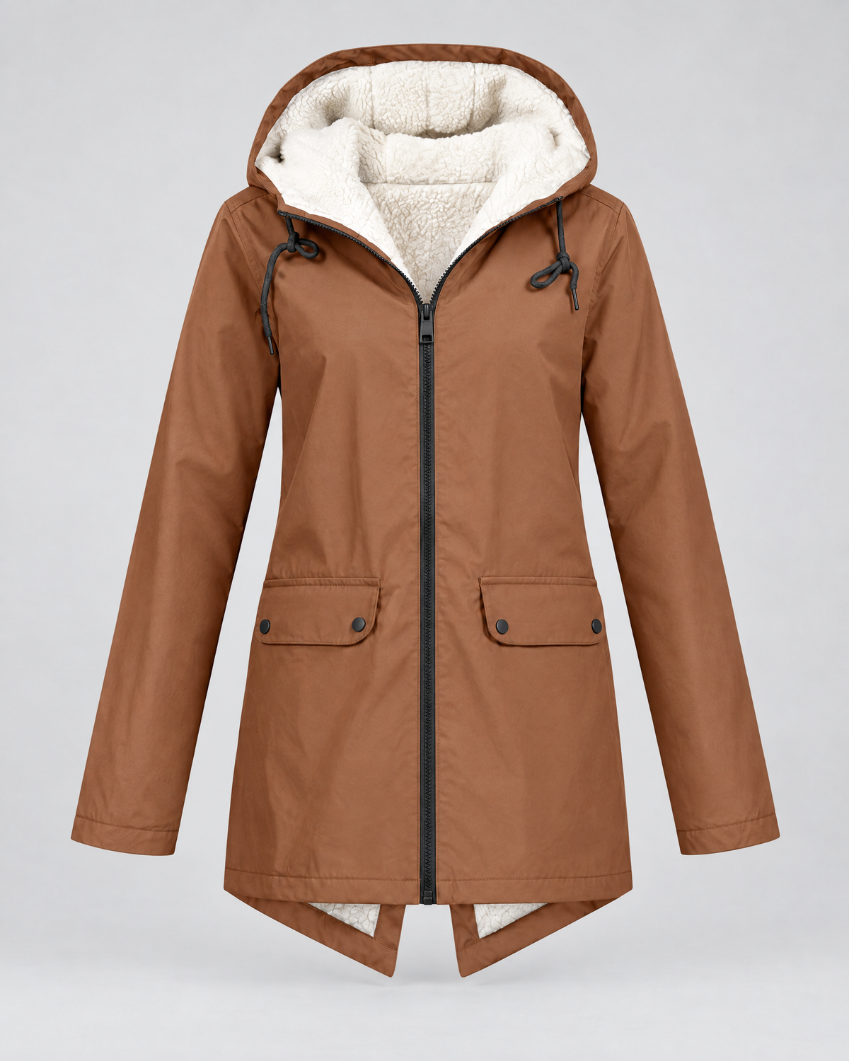Women's Fleece-Lined Hooded Jacket — Coffee — product front [WB gallery 129/6]