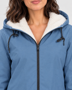 Women's Fleece-Lined Hooded Jacket — sky blue — collar detail [WB gallery 130/4]