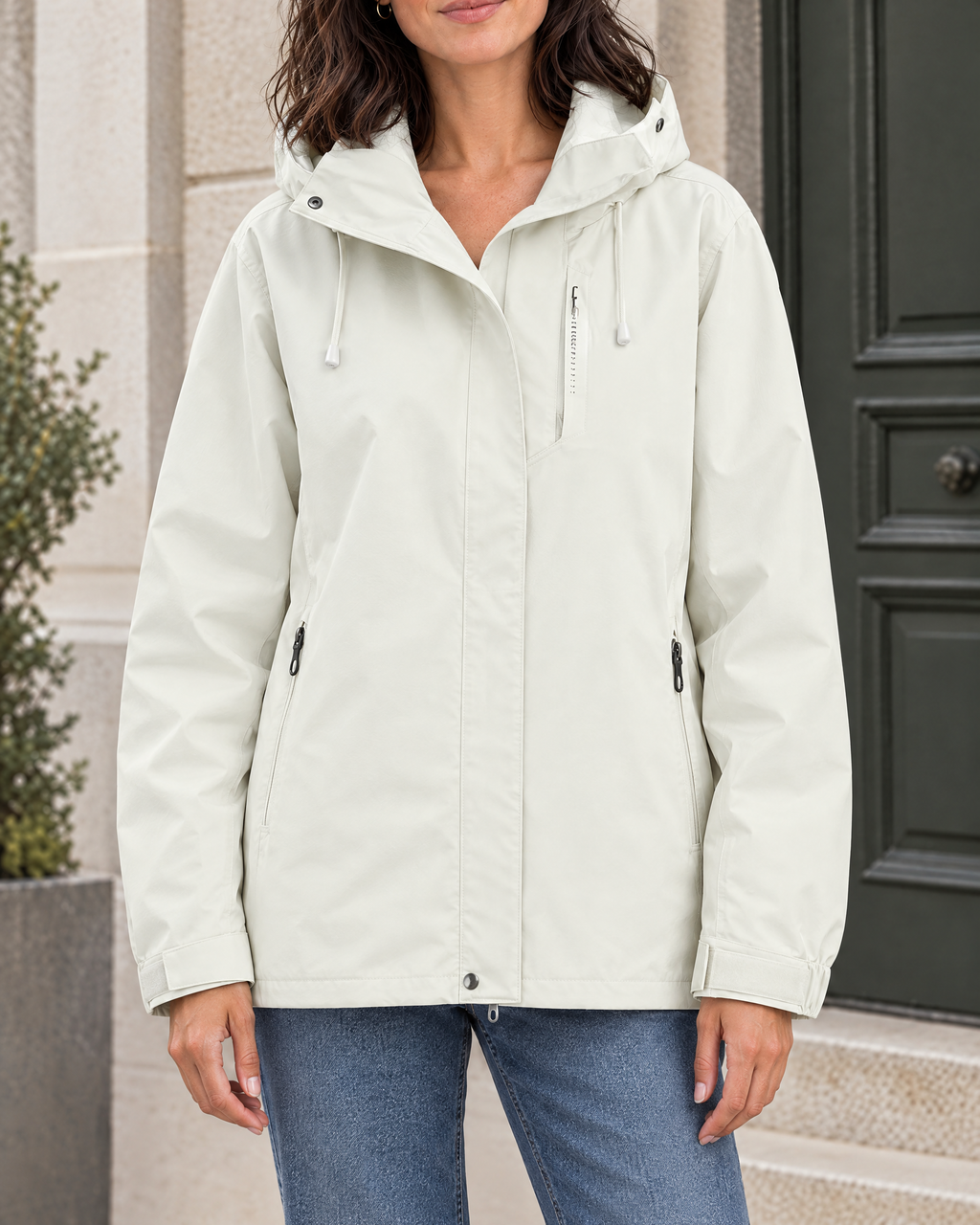 Women's Hooded Outdoor Jacket — Apricot single jacket — hero [WB gallery 133/1]