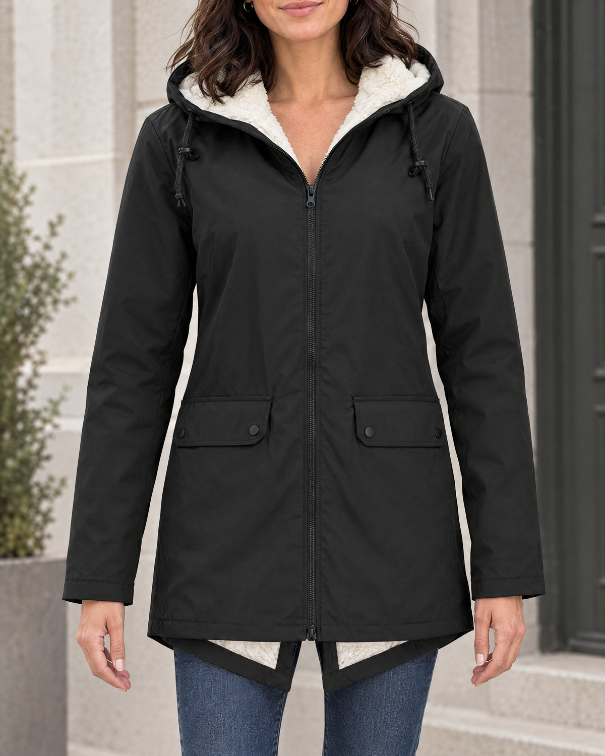 Women's Fleece-Lined Hooded Jacket — Black — hero [WB gallery 132/1]