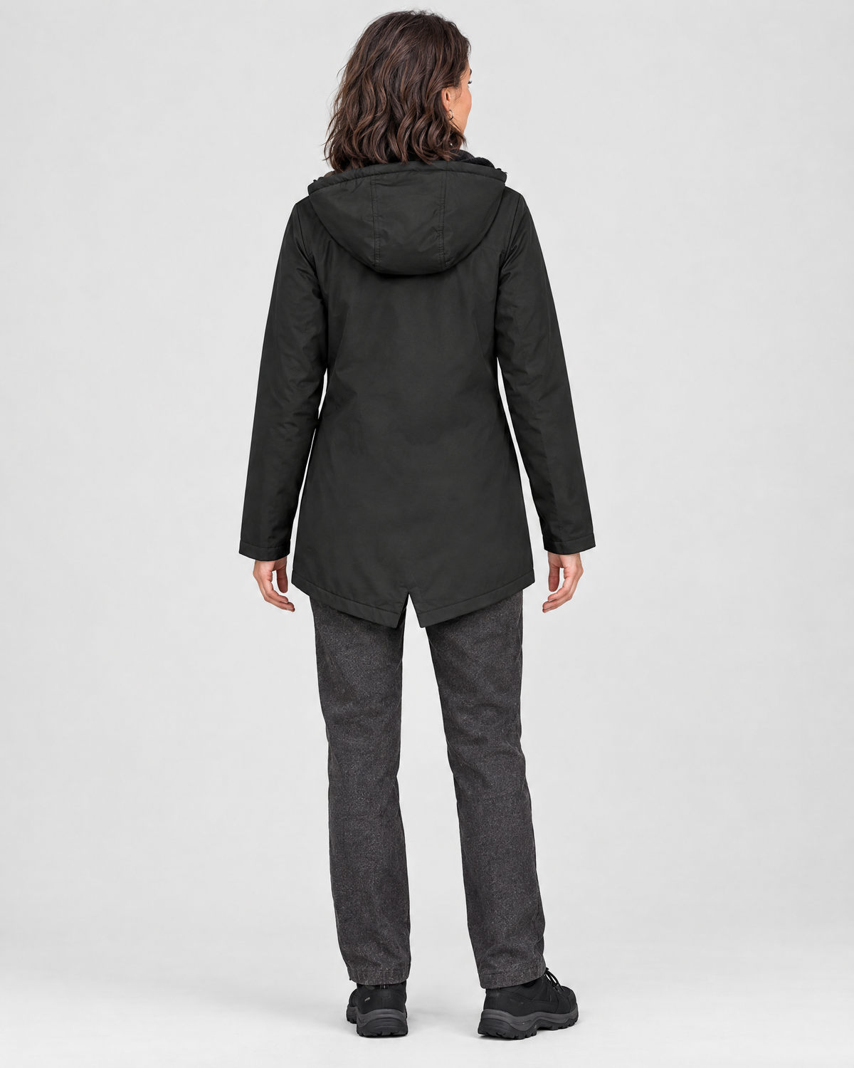 Women's Fleece-Lined Hooded Jacket — Black — full back [WB gallery 132/3]
