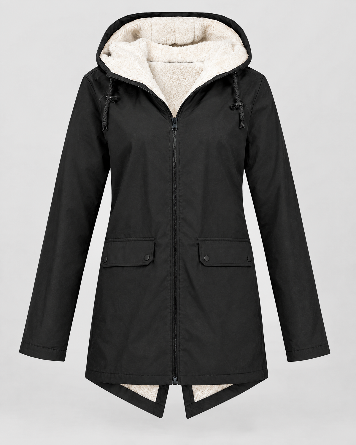 Women's Fleece-Lined Hooded Jacket — Black — product front [WB gallery 132/6]