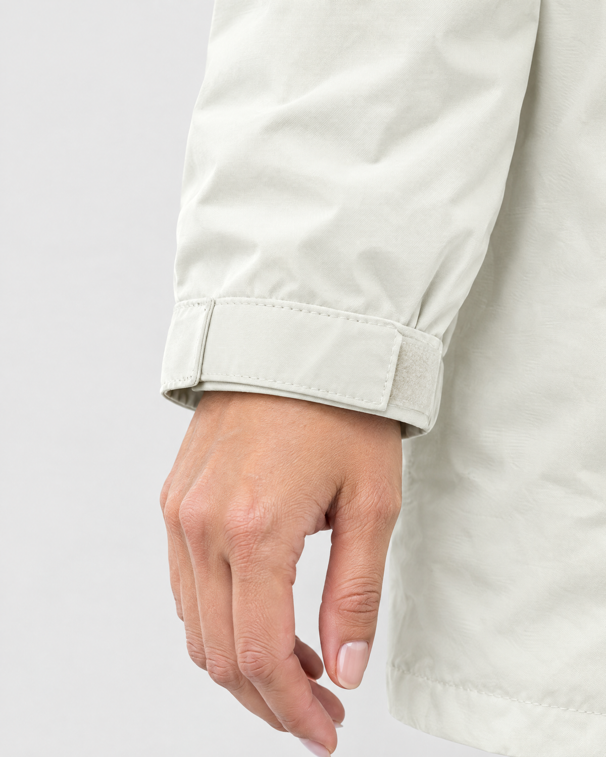 Women's Hooded Outdoor Jacket — Apricot single jacket — cuff detail [WB gallery 133/5]