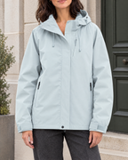 Women's Hooded Outdoor Jacket — Earthy blue single jacket — hero [WB gallery 135/1]