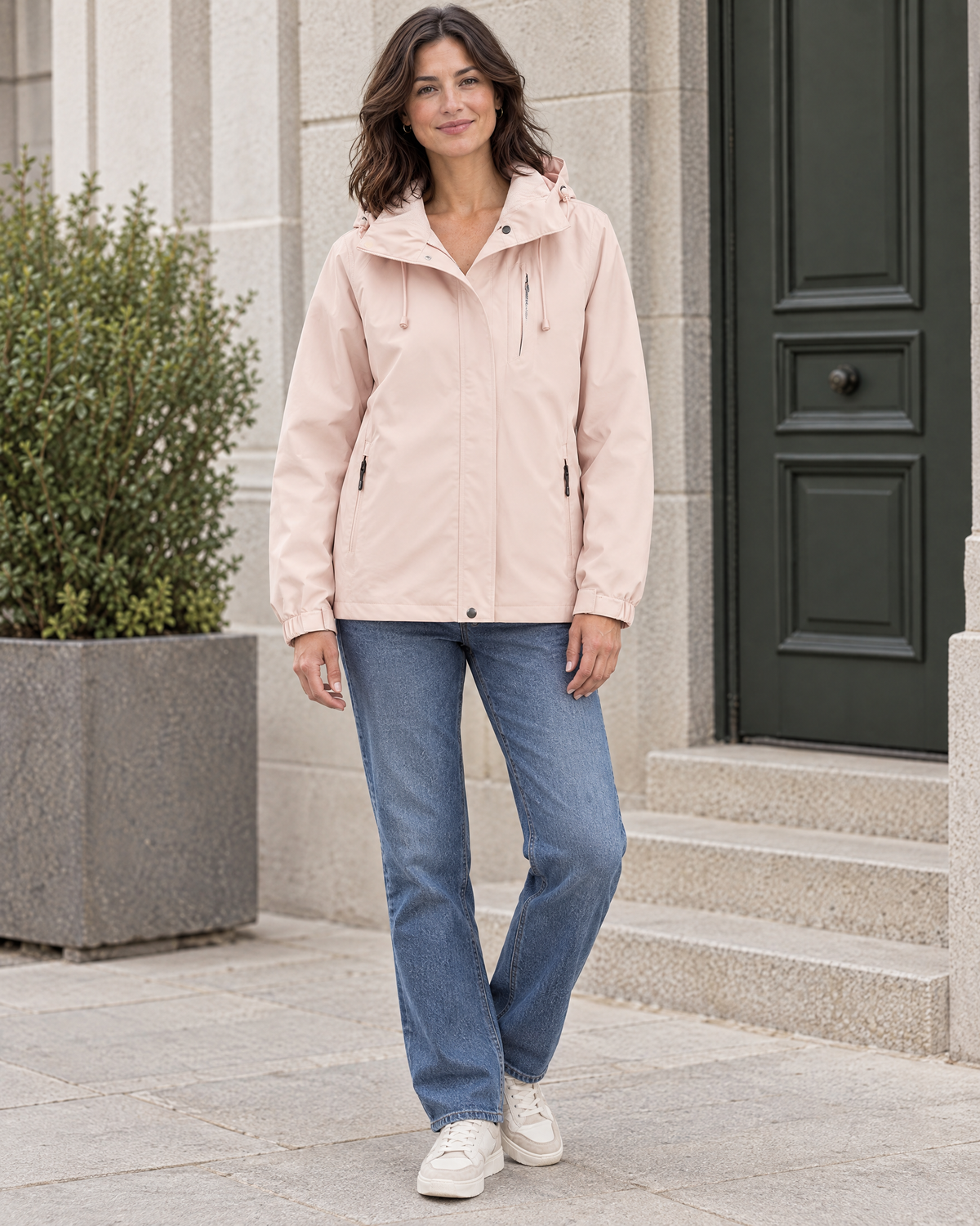 Women's Hooded Outdoor Jacket — Tender pink single jacket — full front [WB gallery 134/2]
