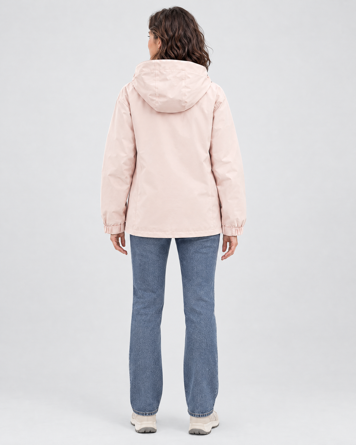Women's Hooded Outdoor Jacket — Tender pink single jacket — full back [WB gallery 134/3]