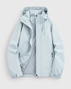 Women's Hooded Outdoor Jacket — Earthy blue single jacket — product front [WB gallery 135/6]