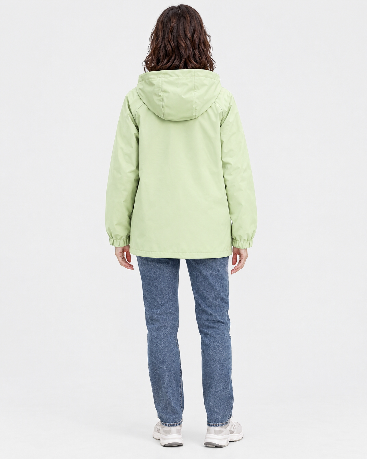 Women's Hooded Outdoor Jacket — Mint Green Single Jacket — full back [WB gallery 136/3]