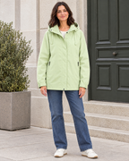 Women's Hooded Outdoor Jacket — Mint Green Single Jacket — full front [WB gallery 136/2]