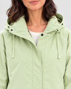 Women's Hooded Outdoor Jacket — Mint Green Single Jacket — collar detail [WB gallery 136/4]