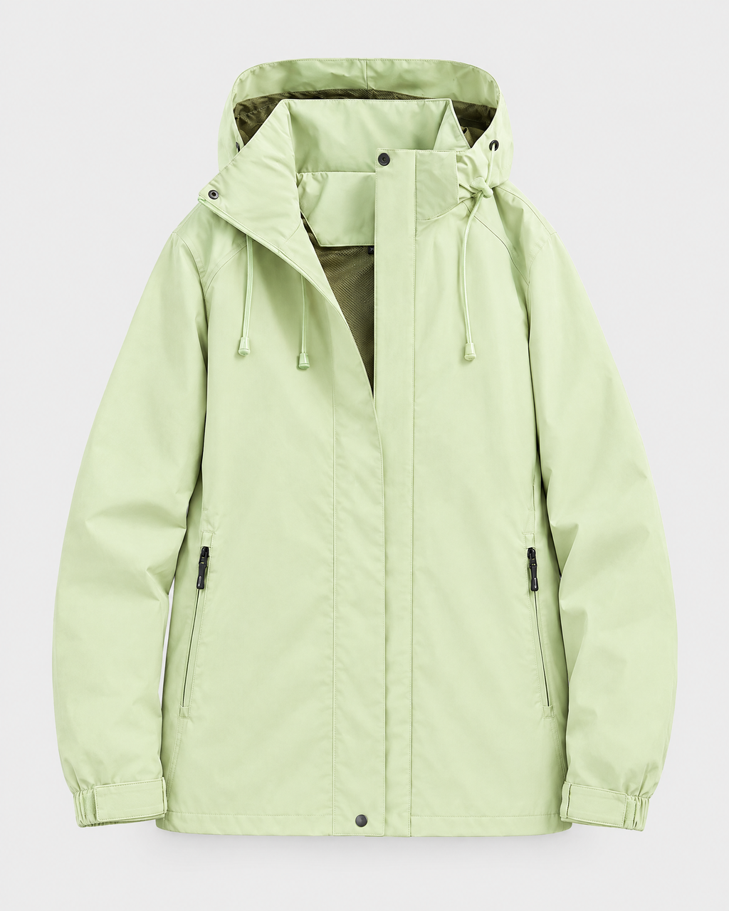Women's Hooded Outdoor Jacket — Mint Green Single Jacket — product front [WB gallery 136/6]