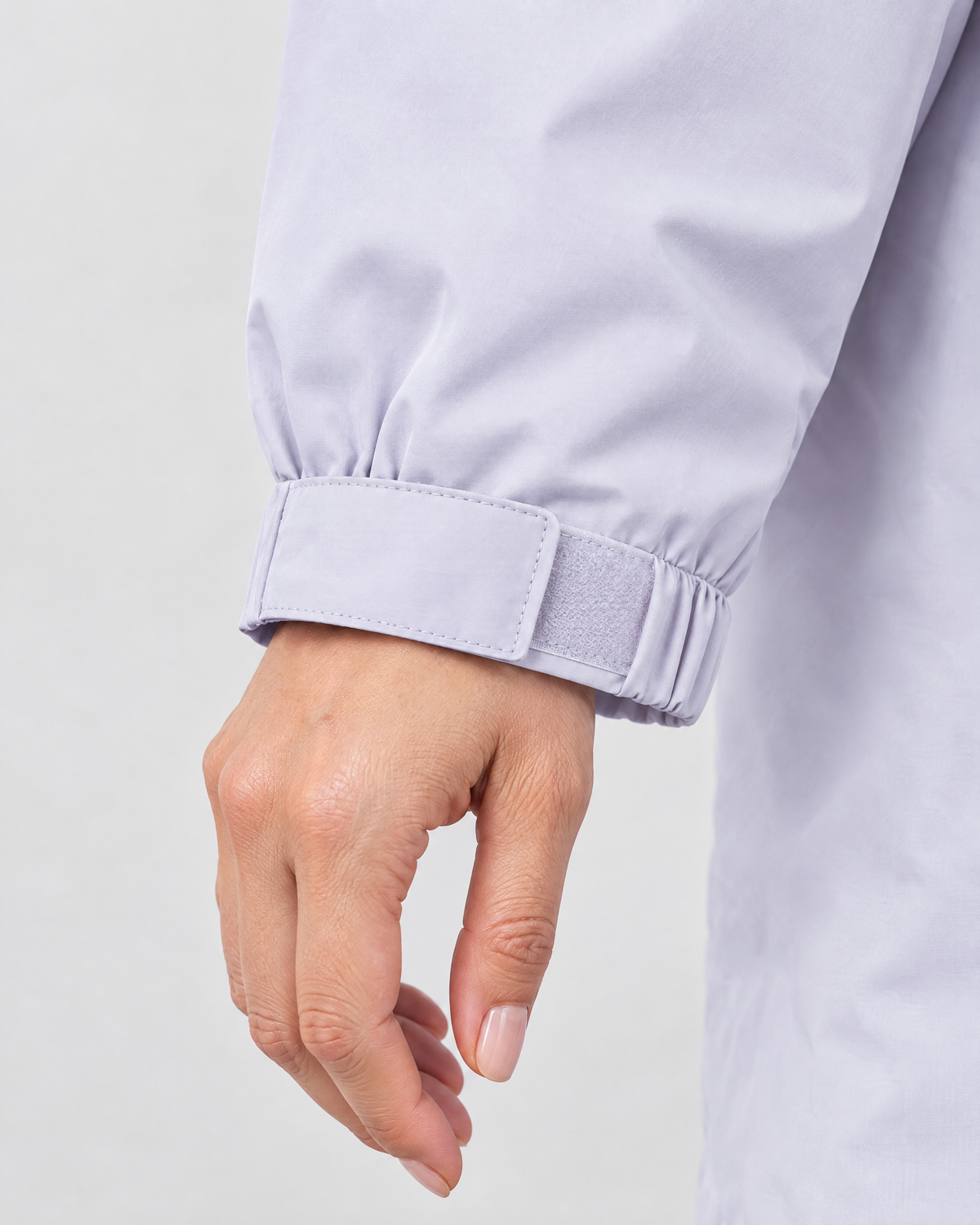 Women's Hooded Outdoor Jacket — Light purple single jacket — cuff detail [WB gallery 137/5]