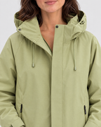 Women's Hooded Outdoor Jacket — Apple Green Single Jacket — collar detail [WB gallery 138/4]