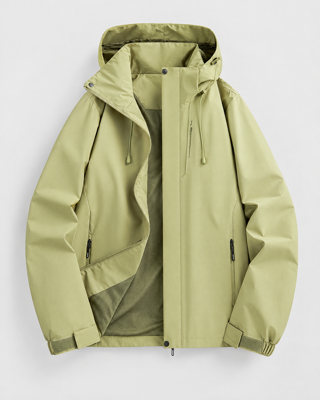Women's Hooded Outdoor Jacket — Apple Green Single Jacket — product front [WB gallery 138/6]