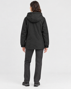Women's Hooded Outdoor Jacket — Black single jacket — full back [WB gallery 139/3]