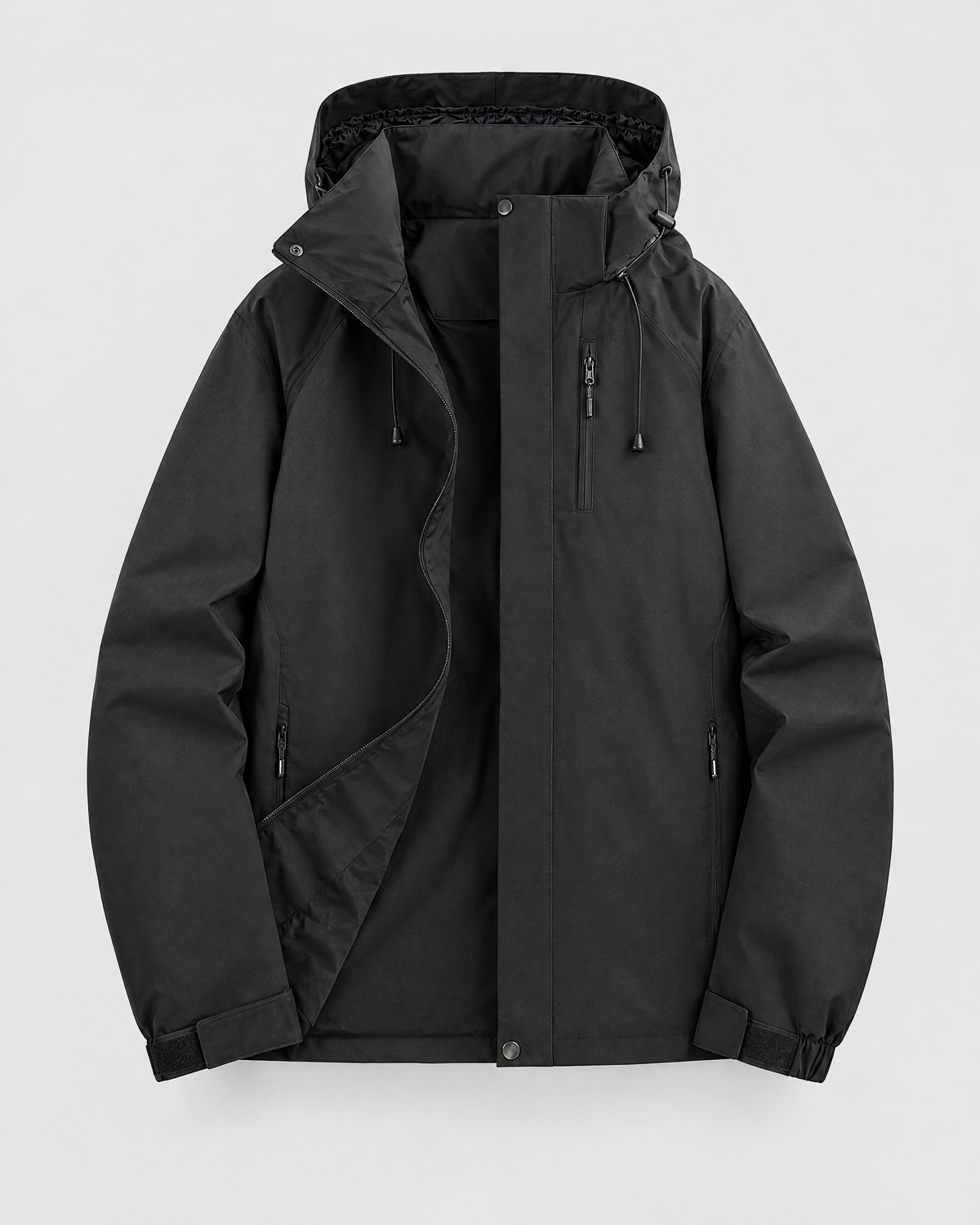 Women's Hooded Outdoor Jacket — Black single jacket — product front [WB gallery 139/6]