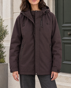 Women's Hooded Outdoor Jacket — Black plum purple single jacket — hero [WB gallery 141/1]
