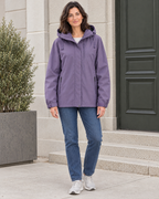 Women's Hooded Outdoor Jacket — Blue Plum Purple Single Jacket — full front [WB gallery 140/2]
